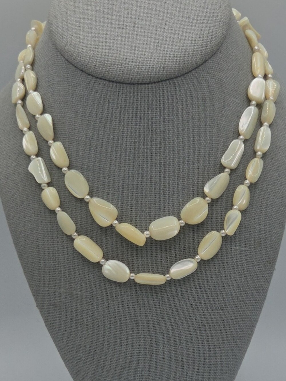 5 for $25! Vintage Elegant Cream Beaded Double-Strand Necklace